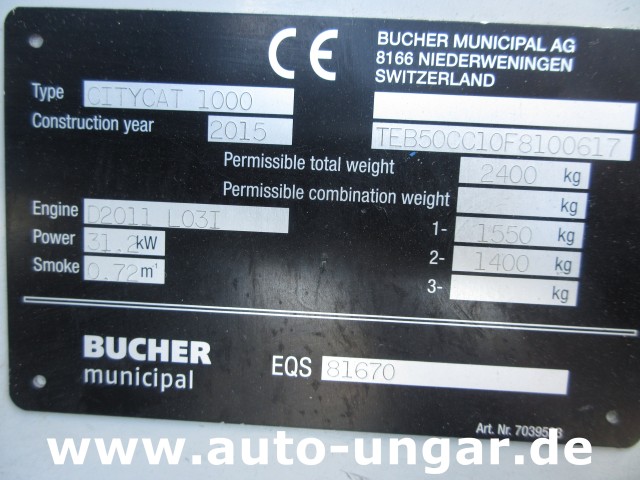 Bucher - CC 1000 Kleinkehrmaschine CityCat 4-Rad Lenkung
