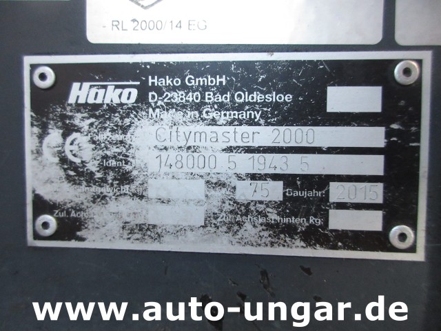 Hako - CityMaster CM2000 2 Besen Baujahr 2015 Kehrmaschine 4-Rad-Lenkung