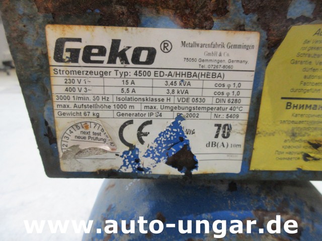 Geko - 4500 ED-A HHBA Notstromaggregat 3.kVA 2x 230V - 1x 400V Honda GX240