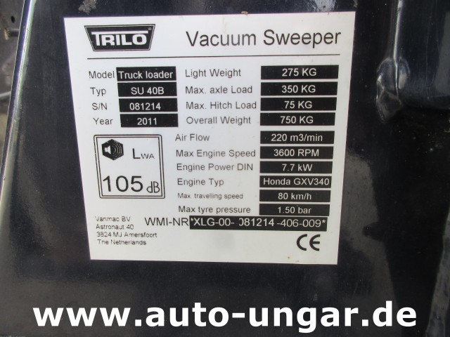 Trilo - SU 40 B Truckloader Vacuum Sweeper mobiler Laubsauger
